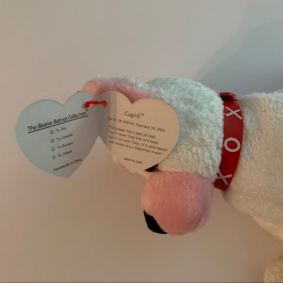 TY Beanie Babies Cupid White Plush Dog 7” New - Picture 4 of 7